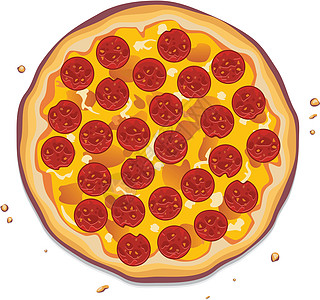 意大利比萨饼和辣椒片的矢量说明小吃香肠饮食重量盘子圆圈脆皮餐厅插图烤箱图片