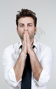 商务人士祈祷男人上帝崇拜宗教衬衫白色寂寞精神冥想信仰图片