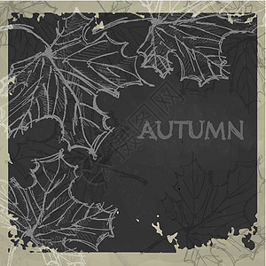 下秋背景手画植物艺术品季节绘画手工草图素描涂鸦艺术树叶图片