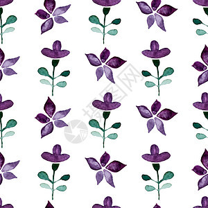 无水彩色无缝模式纺织品织物手绘花香叶子植物装饰品花朵卡片艺术图片
