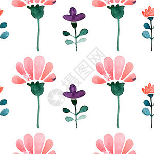 无水彩色无缝模式织物插图花香花朵花卉植物水彩装饰品卡片艺术图片
