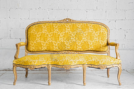 黄臂椅子装饰装潢优雅家具雕刻风格古董白色奢华房间图片