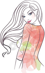 美丽美丽的女人女士草图绘画化身魅力女性插图发型女孩玫瑰图片