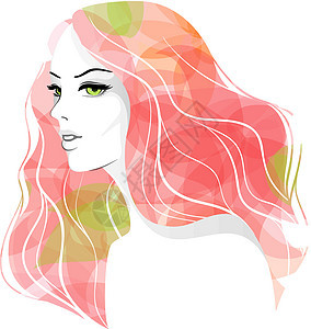 美丽美丽的女人女孩插图玫瑰头发女性温泉女士草图发型化身图片