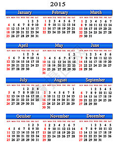 2015年下一个2015年日历 带蓝色丝带图片