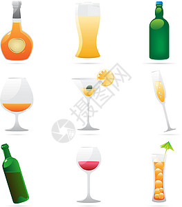 饮料图标啤酒玻璃界面网络网站瓶子插图白色酒精柠檬图片