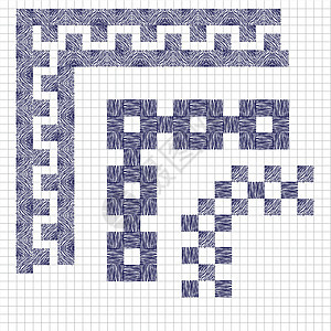 设计要素 一套矢量液刷 简易手法框架装饰品笔记本横幅收藏丝带卡通片细胞涂鸦插图背景图片