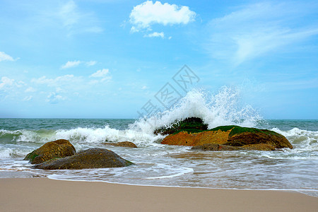 季风季节的波浪蓝色海浪反射天气海洋海景太阳牧场镜子地平线图片