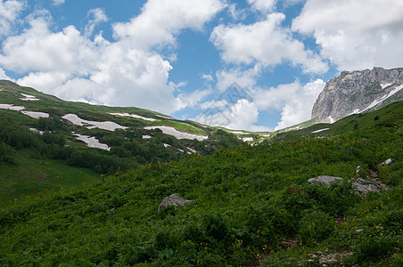 高加索自然保护区壮丽的山地风景图植被森林土地荒野峡谷岩石山峰石头山脉植物群图片