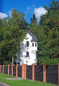 白色乡村小屋 以树上塔楼的形式图片