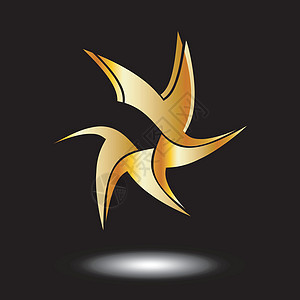 六面金星徽标电脑身份品牌蓝色星星插图标识线条金子商业图片