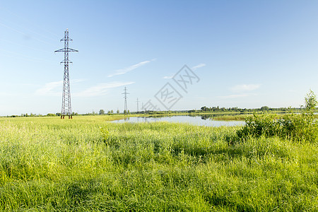 夏季风景绿色反射草地天空森林蓝色图片