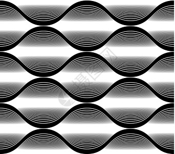 波浪线无缝图案 抽象几何黑白图片
