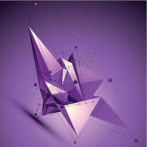 紫色空间技术形状 多边形有线框架物体p图片