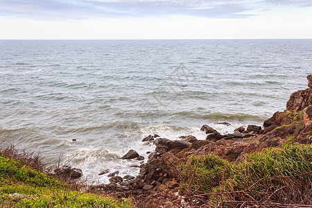 韩维曼湾 尚塔布里海洋海岸海浪风景天气蓝色阳光旅游季节地平线图片