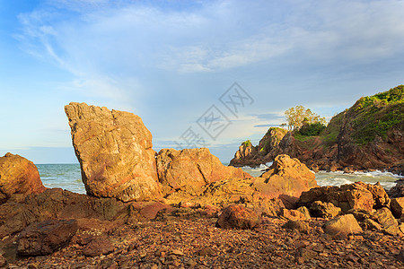 韩维曼湾 尚塔布里假期天堂场景海岸放松热带海滩海浪旅游地平线图片