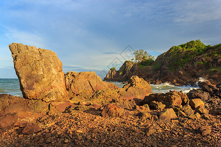 韩维曼湾 尚塔布里场景阳光放松海岸晴天岩石墙纸旅游海滩天堂图片