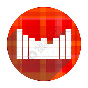 孤立声音红平方图标播送歌曲按钮艺术贴纸音乐播放器控制互联网乐器笔记背景图片