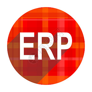 孤立的erp 红平面图标商业按钮解决方案员工公司贴纸成功计划创新平面图标图片