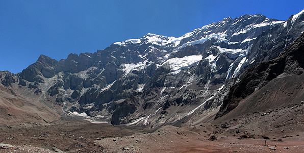 安第斯山脉美丽的山地风景首脑登山荒野冰川远足者旅行踪迹岩石全景蓝色图片