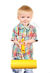 带绘画卷的婴儿助手滚筒孩子维修儿子男性喜悦着色器节目工作图片