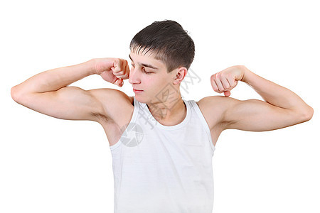 青少年肌肉伸展活力身体训练二头肌男人弯曲皮肤肩膀健身房生长图片