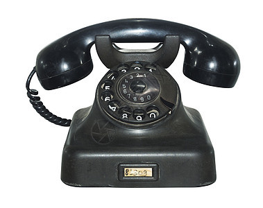 旧旧古老黑色电话 孤立图片