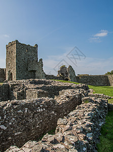 被摧毁的威尔士城堡历史性历史建筑地标城垛堡垒旅行石头废墟遗产图片