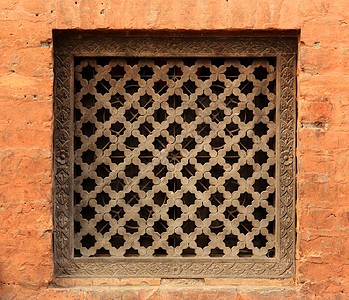 旧木制传统尼泊尔窗口细节 Nepal装饰雕刻建筑学艺术风格窗户建筑木头古董正方形图片