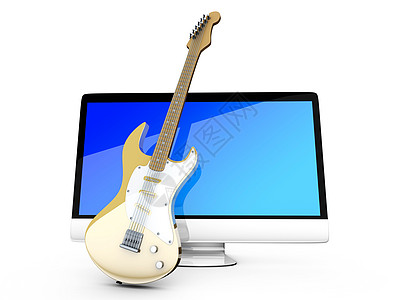 A全装在一台电脑里 配着吉他图片