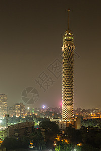 开罗塔首都市中心街道建筑学夜景景观路灯建筑城市房屋图片