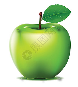 新鲜绿苹果奶奶饮食宏观绿色食物水果果汁叶子白色图片
