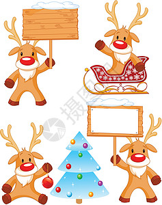 驯鹿鲁道夫标识艺术品艺术动物雪橇玩具哺乳动物标签明信片卡片图片