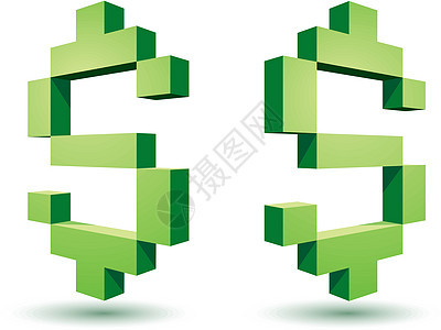 美元图标货币图像插图数字马赛克金融外汇形状符号计算机图片