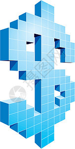 美元插图图标符号外汇蓝色图像绘画立方体计算机马赛克图片