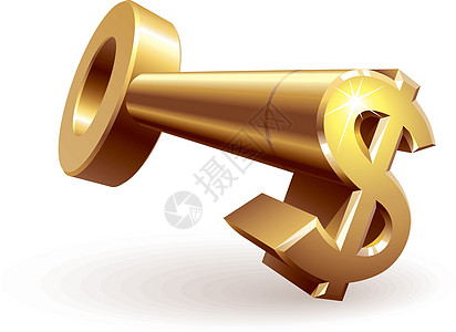 金金美元键符号关键对象奢华货币形状外汇金融机会金子图片