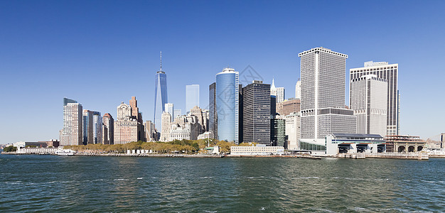 2014年纽约市下城自由塔 与2014年自由塔办公室风景蓝色天际街道城市建筑天空建筑学反射图片