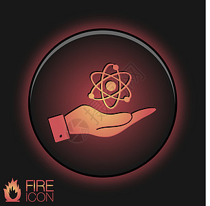 手拿着原子 分子 物理或化学的符号图标 科学研究力量拇指质子学习活力学校大学收藏粒子手势图片