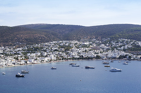 土耳其博德鲁姆旅行海岸线海景爬坡道景观城市游艇港口假期海滩图片