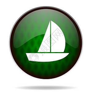 绿色游艇互联网图标图片