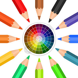 矢量彩色铅笔在一个圆圈内排列图片