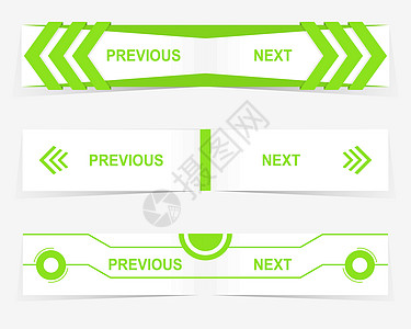 用于自定义网络设计的向量上前和下一个导航按钮互联网标签物品电脑展示分页网站菜单阴影绿色图片