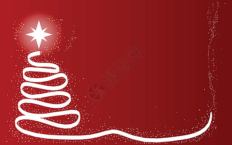 红礼圣诞树季节雪花艺术星星下雪红色绘画季节性艺术品插图图片