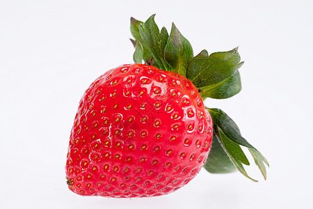 白背景隔离的红色草莓单一果实红草莓叶子收成小吃美食食物水果浆果营养宏观甜点图片