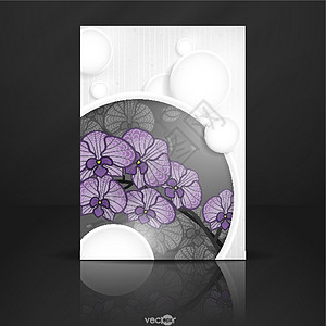 带有白皮书圆圈的简要背景背景空气植物群紫色草图框架插图横幅艺术白色圆形图片
