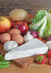 新鲜新鲜食品木头生产市场乡村产品洋葱桌子浆果水果健康图片