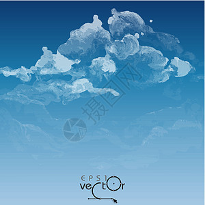 云 天画背景绘画天空水彩插图季节气候蓝色卷曲横幅魔法图片