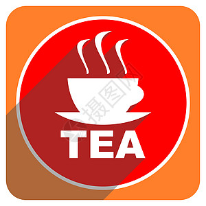 孤立的红茶红平面图标早餐香气草本植物互联网酒吧网络薄荷疗法杯子厨房图片