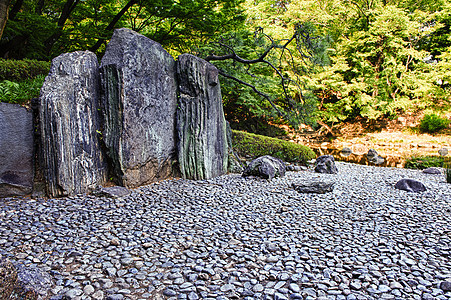 日本花园传统园艺冥想乐园人行道小路建筑学巨石行人岩石图片