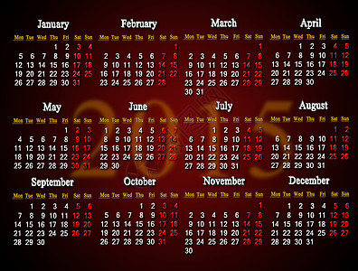 2015年克莱尔日历红色桌子英语议程数字办公室密码时间日程日记图片